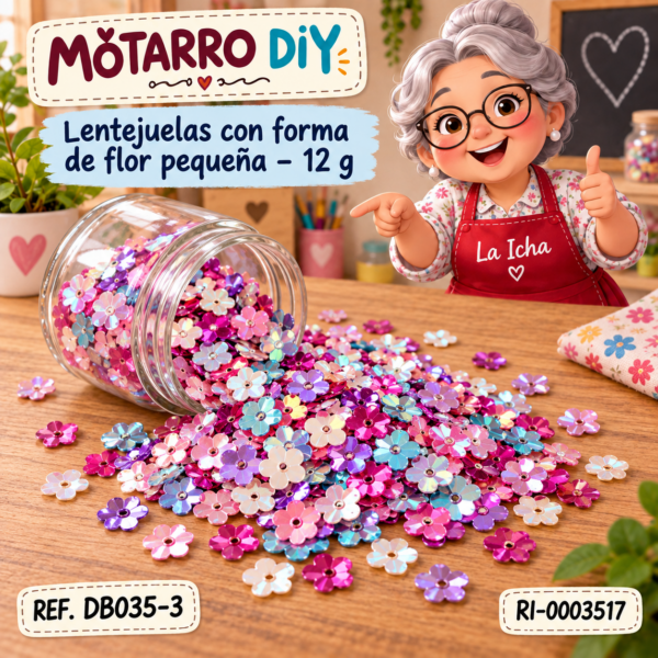 Lentejuelas con forma de flor pequeña – 12 g