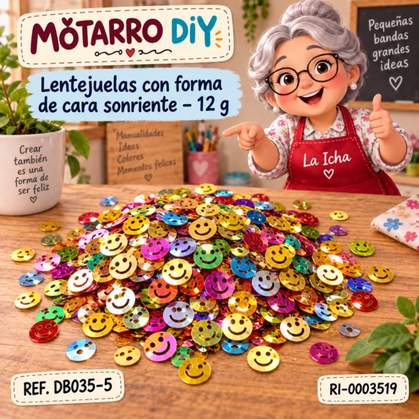 Lentejuelas con forma de cara sonriente – 12 g