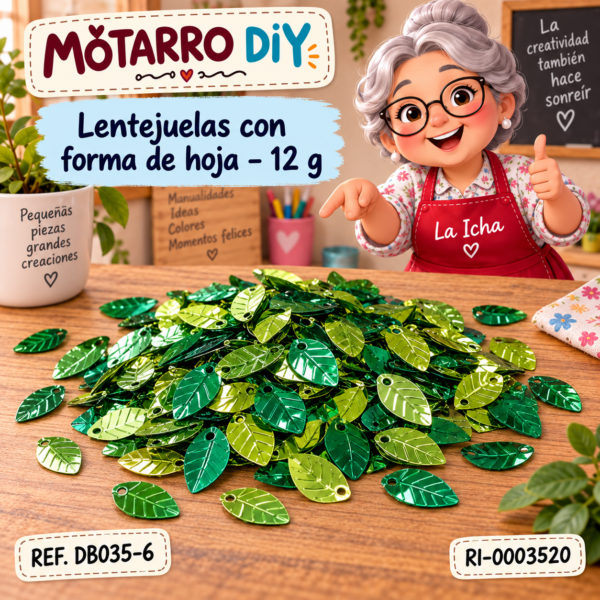 Lentejuelas con forma de hoja – 12 g