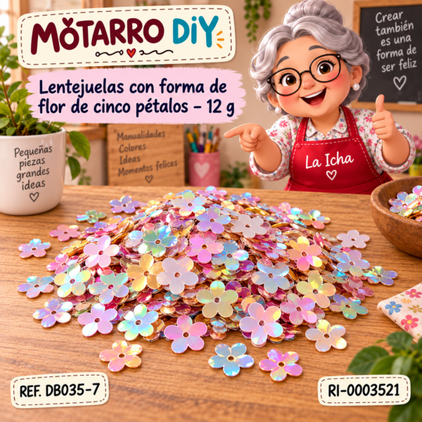 Lentejuelas con forma de flor de cinco pétalos – 12 g