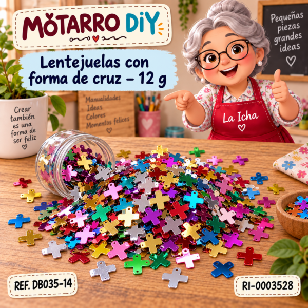 Lentejuelas con forma de cruz – 12 g