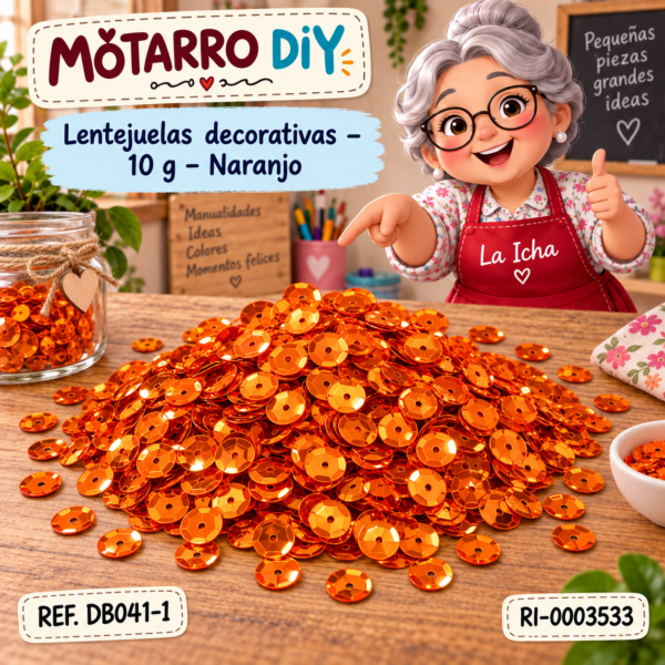 Lentejuelas decorativas – 10 g – Naranjo