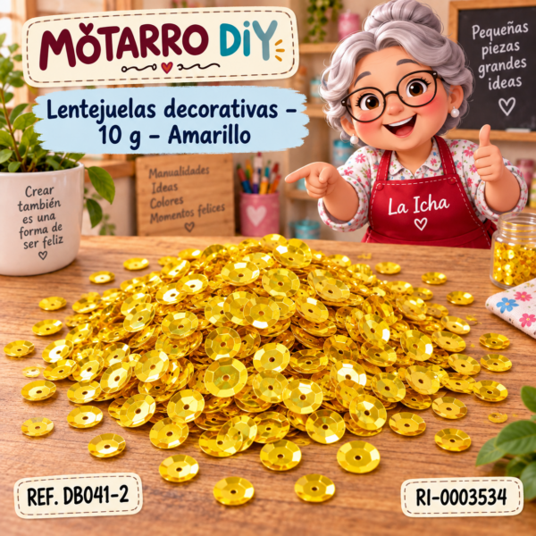 Lentejuelas decorativas – 10 g – Amarillo