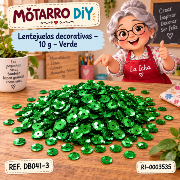 Lentejuelas decorativas – 10 g – Verde