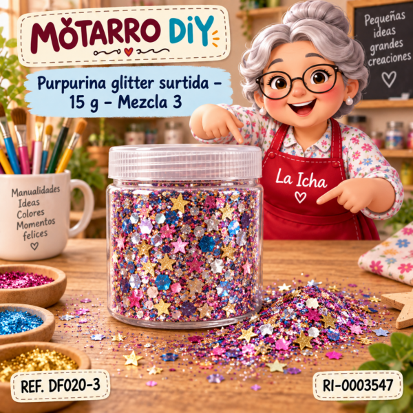 Purpurina glitter surtida – 15 g – Mezcla 3