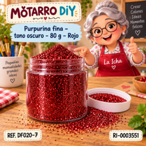 ri-0003551-df020-7 Purpurina fina – tono oscuro – 80 g – Rojo