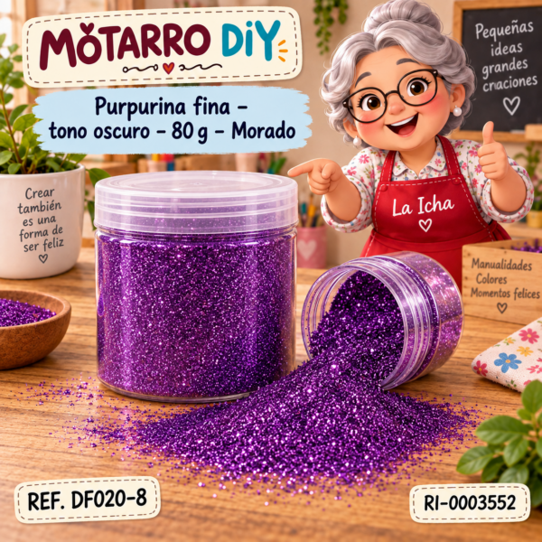 Purpurina fina – tono oscuro – 80 g – Morado