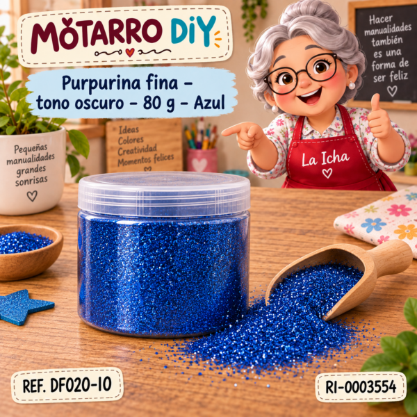 Purpurina fina – tono oscuro – 80 g – Azul