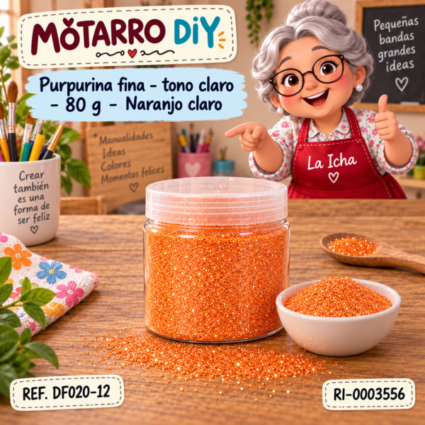Purpurina fina – tono claro – 80 g – Naranjo claro