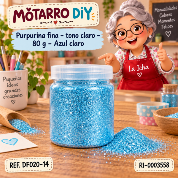 Purpurina fina – tono claro – 80 g – Azul claro