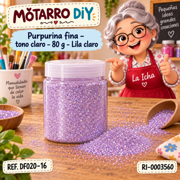 Purpurina fina – tono claro – 80 g – Lila claro