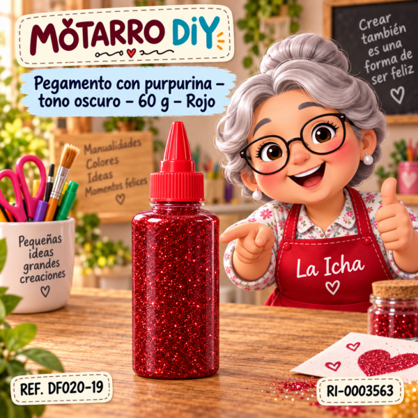 Pegamento con purpurina – tono oscuro – 60 g – Rojo