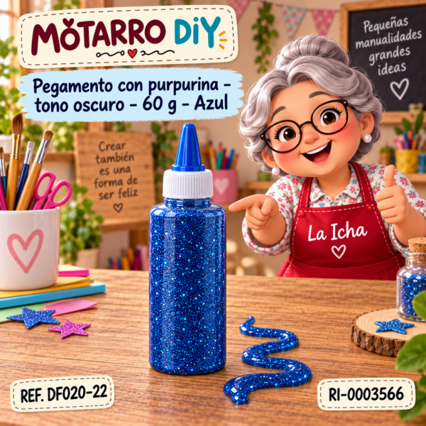 Pegamento con purpurina – tono oscuro – 60 g – Azul