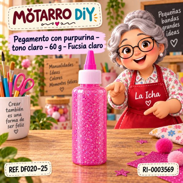 Pegamento con purpurina – tono claro – 60 g – Fucsia claro