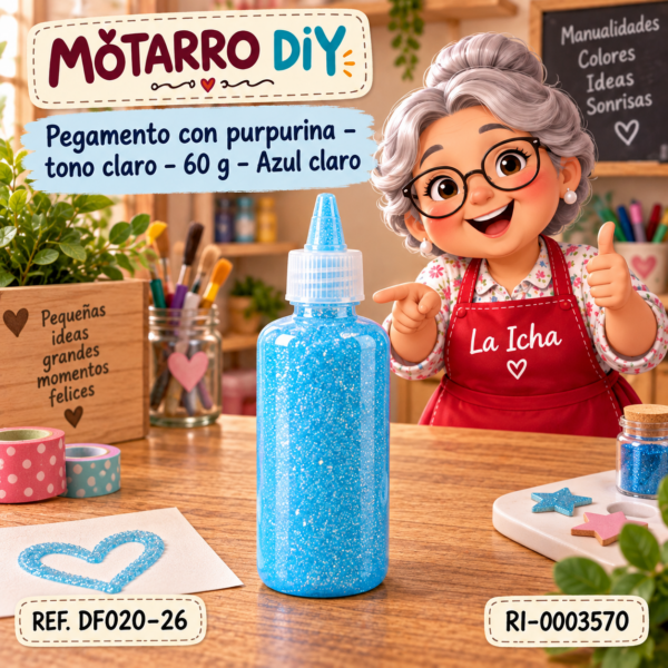 Pegamento con purpurina – tono claro – 60 g – Azul claro