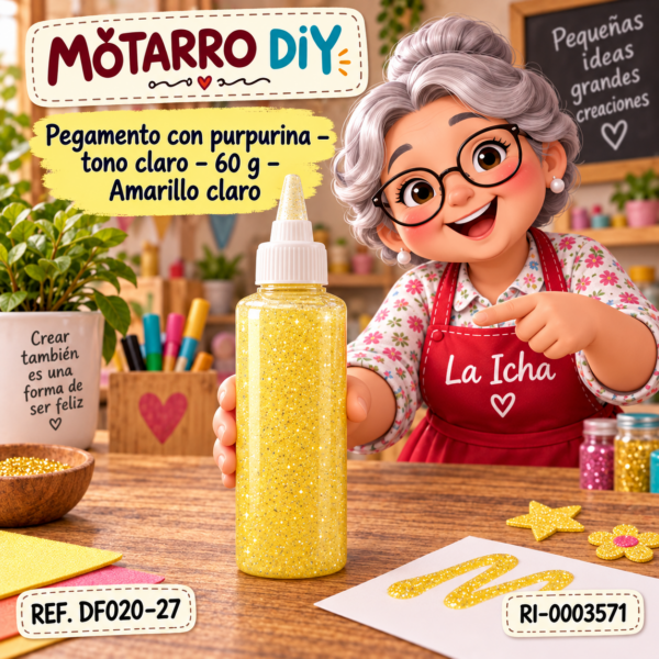 Pegamento con purpurina – tono claro – 60 g – Amarillo claro