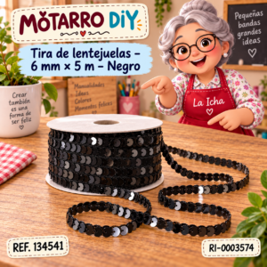 ri-0003574-134541 Tira de lentejuelas – 6 mm × 5 m – Negro