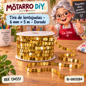 ri-0003584-134551 Tira de lentejuelas – 6 mm × 5 m – Dorado