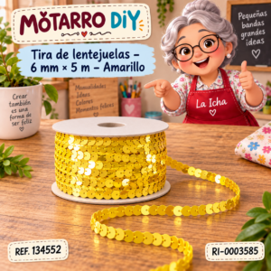 ri-0003585-134552 Tira de lentejuelas – 6 mm × 5 m – Amarillo