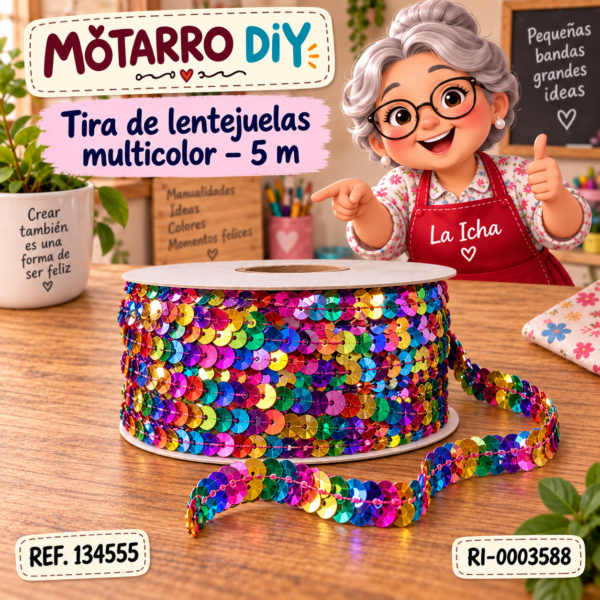 Tira de lentejuelas multicolor – 5 m