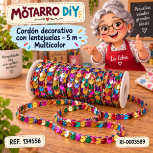 ri-0003589-134556 Cordón decorativo con lentejuelas – 5 m – Multicolor