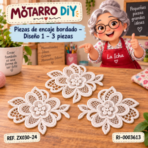 ri-0003613-zx030-24 Piezas de encaje bordado – Diseño 1 – 3 piezas