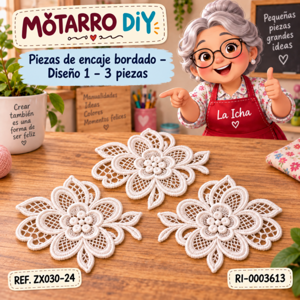 Piezas de encaje bordado – Diseño 1 – 3 piezas