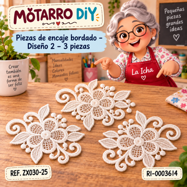 Piezas de encaje bordado – Diseño 2 – 3 piezas