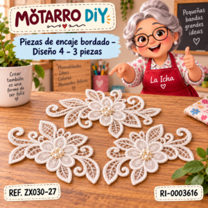 ri-0003616-zx030-27 Piezas de encaje bordado – Diseño 4 – 3 piezas