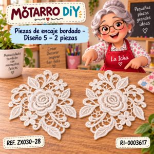 ri-0003617-zx030-28 Piezas de encaje bordado – Diseño 5 – 2 piezas