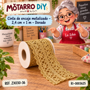 ri-0003625-zx030-36 Cinta de encaje metalizado – 2,4 cm × 1 m – Dorado