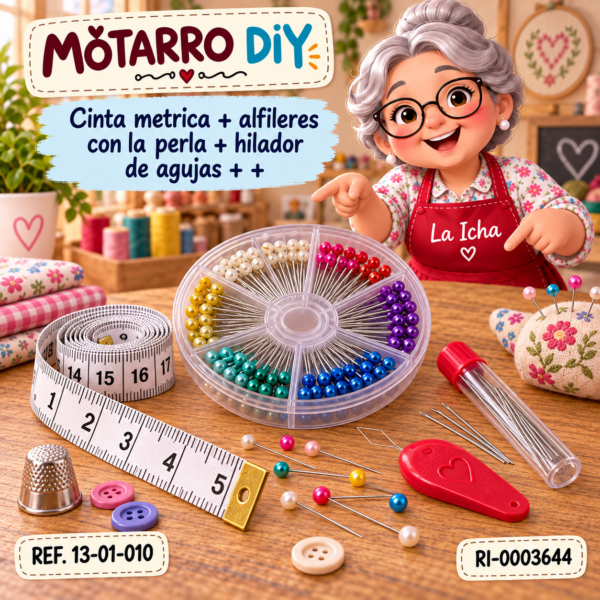 Cinta metrica + alfileres con la perla + hilador de agujas + +