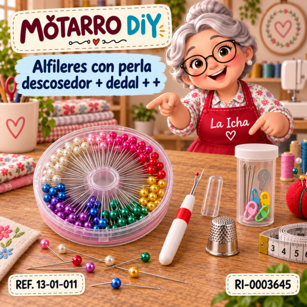 Alfileres con perla descosedor + dedal + +