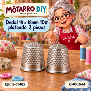 ri-0003661-13-01-027 Dedal 18 × 18mm 10# plateado 2 piezas