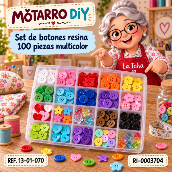 Set de botones resina 100 piezas multicolor