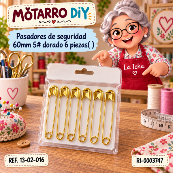 Pasadores de seguridad 60mm 5# dorado 6 piezas( )
