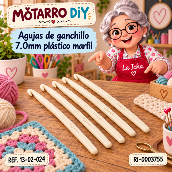 Agujas de ganchillo 7.0mm plástico marfil
