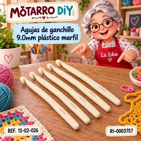 Agujas de ganchillo 9.0mm plástico marfil
