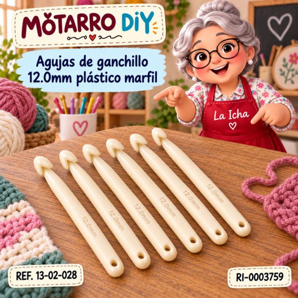 Agujas de ganchillo 12.0mm plástico marfil