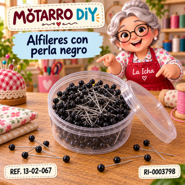 Alfileres con perla negro