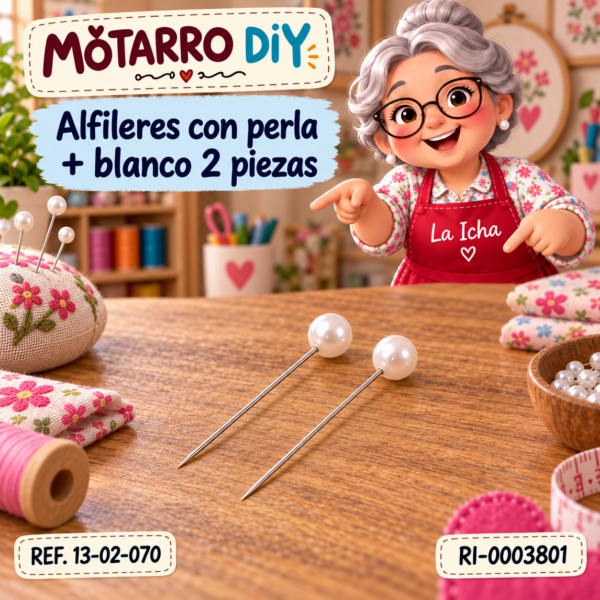 Alfileres con perla + blanco 2 piezas