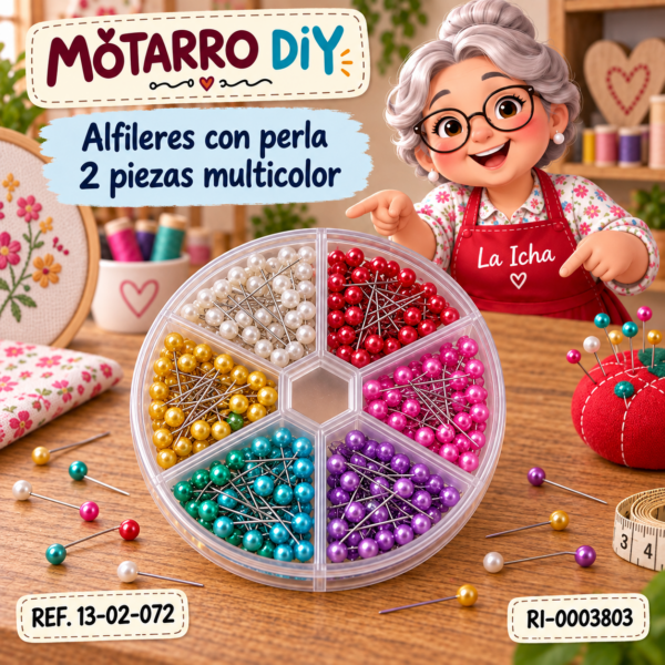 Alfileres con perla 2 piezas multicolor