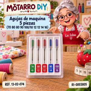 ri-0003805-13-02-074 Agujas de maquina 5 piezas (70 80 80 90 100/10 12 12 14 16