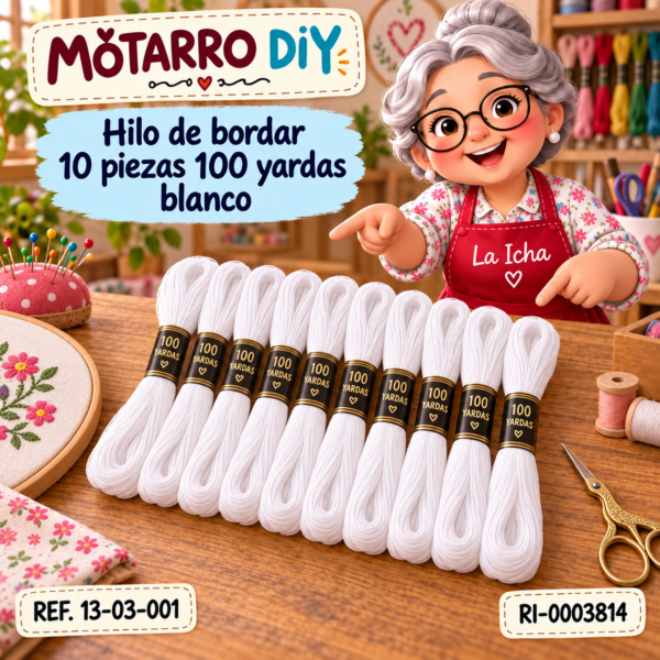 Hilo de bordar 10 piezas 100 yardas blanco