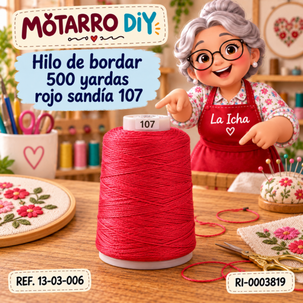 Hilo de bordar 500 yardas rojo sandía 107