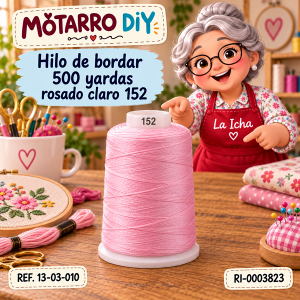 Hilo de bordar 500 yardas rosado claro 152