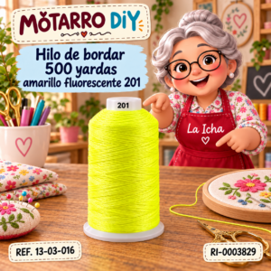 ri-0003829-13-03-016 Hilo de bordar 500 yardas amarillo fluorescente 201