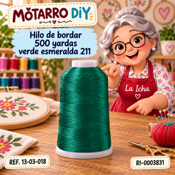 Hilo de bordar 500 yardas verde esmeralda 211