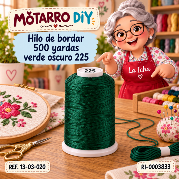 Hilo de bordar 500 yardas verde oscuro 225