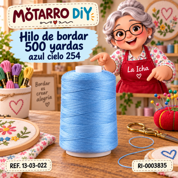 Hilo de bordar 500 yardas azul cielo 254